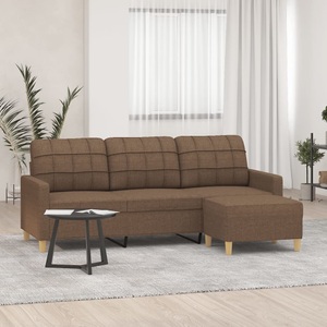 vidaXL, vidaXL 3-Sitzer-Sofa mit Hocker Braun 180 cm Stoff