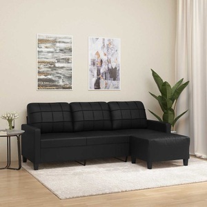 vidaXL, vidaXL 3-Sitzer-Sofa mit Hocker Schwarz 180 cm Kunstleder, vidaXL 3-Sitzer-Sofa mit Hocker Schwarz 180 cm Kunstleder