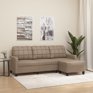 vidaXL, vidaXL 3-Sitzer-Sofa mit Hocker Cappuccino-Braun 180 cm Kunstleder, vidaXL 3-Sitzer-Sofa mit Hocker Cappuccino-Braun 180 cm Kunstleder