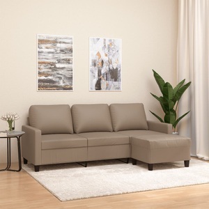 vidaXL, vidaXL 3-Sitzer-Sofa mit Hocker Cappuccino-Braun 180 cm Kunstleder, vidaXL 3-Sitzer-Sofa mit Hocker Cappuccino-Braun 180 cm Kunstleder