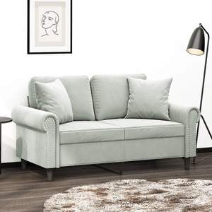 vidaXL, vidaXL 2-Sitzer-Sofa mit Zierkissen Hellgrau 120 cm Samt