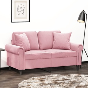 vidaXL, vidaXL 2-Sitzer-Sofa mit Zierkissen Rosa 120 cm Samt