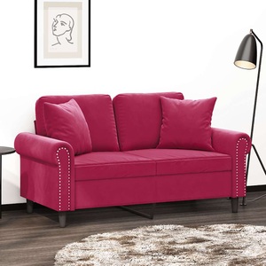 vidaXL, vidaXL 2-Sitzer-Sofa mit Zierkissen Weinrot 120 cm Samt
