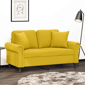 vidaXL, vidaXL 2-Sitzer-Sofa mit Zierkissen Gelb 120 cm Samt