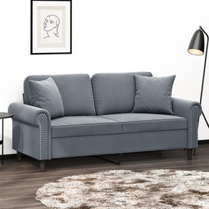 vidaXL, vidaXL 2-Sitzer-Sofa mit Zierkissen Dunkelgrau 140 cm Samt