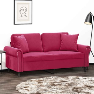 vidaXL, vidaXL 2-Sitzer-Sofa mit Zierkissen Weinrot 140 cm Samt