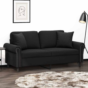vidaXL, vidaXL 2-Sitzer-Sofa mit Zierkissen Schwarz 140 cm Samt