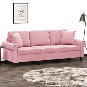 vidaXL, vidaXL 3-Sitzer-Sofa mit Zierkissen Rosa 180 cm Samt