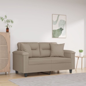 vidaXL, vidaXL 2-Sitzer-Sofa mit Kissen Taupe 120 cm Mikrofasergewebe