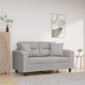 vidaXL, vidaXL 2-Sitzer-Sofa mit Kissen Hellgrau 120 cm Mikrofasergewebe
