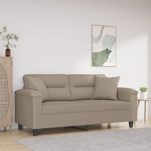 vidaXL, vidaXL 2-Sitzer-Sofa mit Kissen Taupe 140 cm Mikrofasergewebe