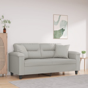 vidaXL, vidaXL 2-Sitzer-Sofa mit Kissen Hellgrau 140 cm Mikrofasergewebe