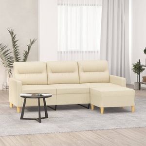 vidaXL, vidaXL 3-Sitzer-Sofa mit Hocker Creme 180 cm Stoff