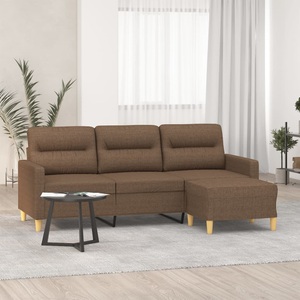 vidaXL, vidaXL 3-Sitzer-Sofa mit Hocker Braun 180 cm Stoff