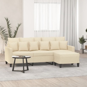 vidaXL, vidaXL 3-Sitzer-Sofa mit Hocker Creme 180 cm Stoff
