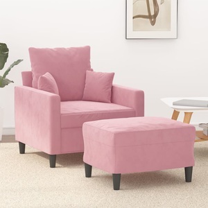 vidaXL, vidaXL Sessel mit Hocker Rosa 60 cm Samt, vidaXL Sessel mit Hocker Rosa 60 cm Samt