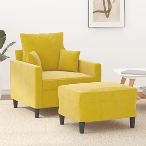 vidaXL, vidaXL Sessel mit Hocker Gelb 60 cm Samt, vidaXL Sessel mit Hocker Gelb 60 cm Samt