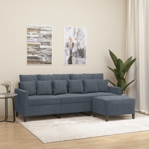 vidaXL, vidaXL 3-Sitzer-Sofa mit Hocker Dunkelgrau 180 cm Samt
