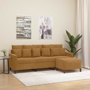 vidaXL, vidaXL 3-Sitzer-Sofa mit Hocker Braun 180 cm Samt