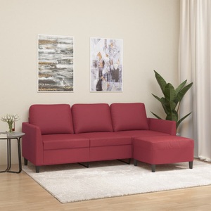 vidaXL, vidaXL 3-Sitzer-Sofa mit Hocker Weinrot 180 cm Kunstleder