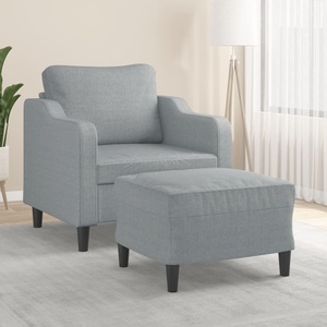 vidaXL, vidaXL Sessel mit Hocker Hellgrau 60 cm Stoff, vidaXL Sessel mit Hocker Hellgrau 60 cm Stoff