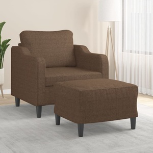 vidaXL, vidaXL Sessel mit Hocker Braun 60 cm Stoff, vidaXL Sessel mit Hocker Braun 60 cm Stoff