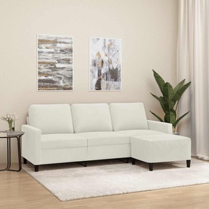 vidaXL, vidaXL 3-Sitzer-Sofa mit Hocker Creme 180 cm Samt