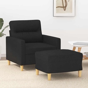 vidaXL, vidaXL Sessel mit Hocker Schwarz 60 cm Stoff