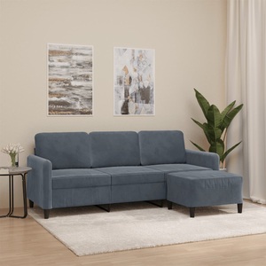 vidaXL, vidaXL 3-Sitzer-Sofa mit Hocker Dunkelgrau 180 cm Samt