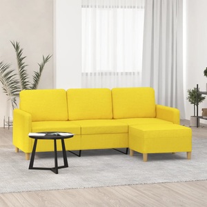 vidaXL, vidaXL 3-Sitzer-Sofa mit Hocker Hellgelb 180 cm Stoff