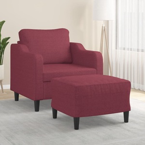 vidaXL, vidaXL Sessel mit Hocker Weinrot 60 cm Stoff