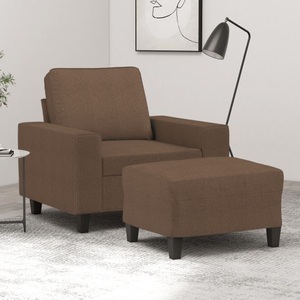 vidaXL, vidaXL Sessel mit Hocker Braun 60 cm Stoff