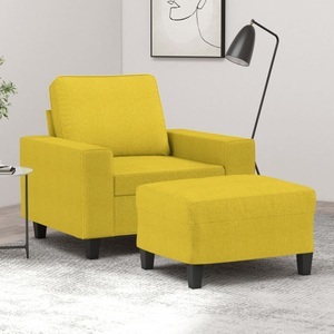 vidaXL, vidaXL Sessel mit Hocker Hellgelb 60 cm Stoff