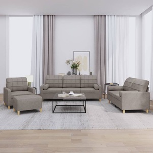 vidaXL, vidaXL 4-tlg. Sofagarnitur mit Kissen Taupe Stoff