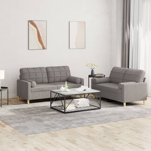 vidaXL, vidaXL 2-tlg. Sofagarnitur mit Kissen Taupe Stoff