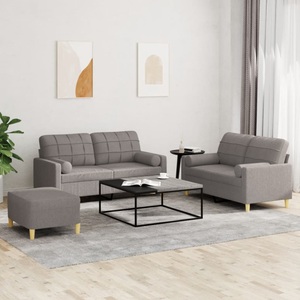 vidaXL, vidaXL 3-tlg. Sofagarnitur mit Kissen Taupe Stoff