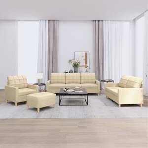 vidaXL, vidaXL 4-tlg. Sofagarnitur mit Kissen Creme Stoff