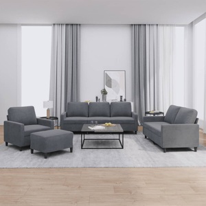 vidaXL, vidaXL 4-tlg. Sofagarnitur mit Kissen Dunkelgrau Samt, vidaXL 4-tlg. Sofagarnitur mit Kissen Dunkelgrau Samt