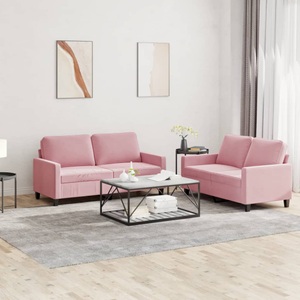 vidaXL, vidaXL 2-tlg. Sofagarnitur mit Kissen Rosa Samt, 