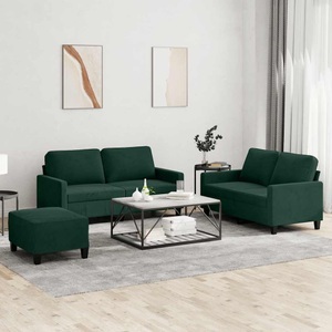 vidaXL, vidaXL 3-tlg. Sofagarnitur mit Kissen Dunkelgrün Samt