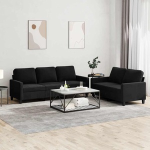 vidaXL, vidaXL 2-tlg. Sofagarnitur mit Kissen Schwarz Samt