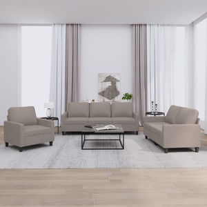 vidaXL, vidaXL 3-tlg. Sofagarnitur mit Kissen Taupe Stoff