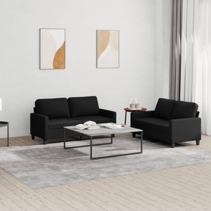 vidaXL, vidaXL 2-tlg. Sofagarnitur mit Kissen Schwarz Stoff