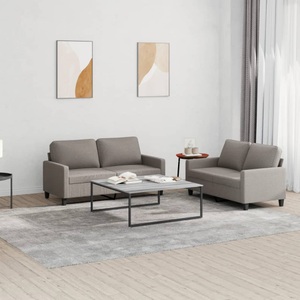 vidaXL, vidaXL 2-tlg. Sofagarnitur mit Kissen Taupe Stoff