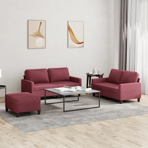 vidaXL, vidaXL 3-tlg. Sofagarnitur mit Kissen Weinrot Stoff
