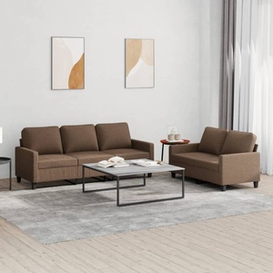 vidaXL, vidaXL 2-tlg. Sofagarnitur mit Kissen Braun Stoff