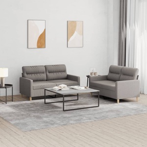vidaXL, vidaXL 2-tlg. Sofagarnitur mit Kissen Taupe Stoff