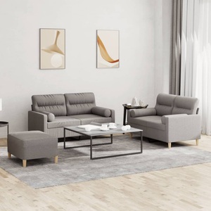 vidaXL, vidaXL 3-tlg. Sofagarnitur mit Kissen Taupe Stoff