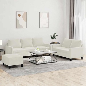 vidaXL, vidaXL 3-tlg. Sofagarnitur mit Kissen Creme Samt, vidaXL 3-tlg. Sofagarnitur mit Kissen Creme Samt