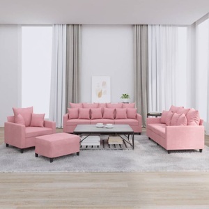 vidaXL, vidaXL 4-tlg. Sofagarnitur mit Kissen Rosa Samt, 
